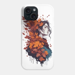 Fall girl with Autumn leaves Phone Case