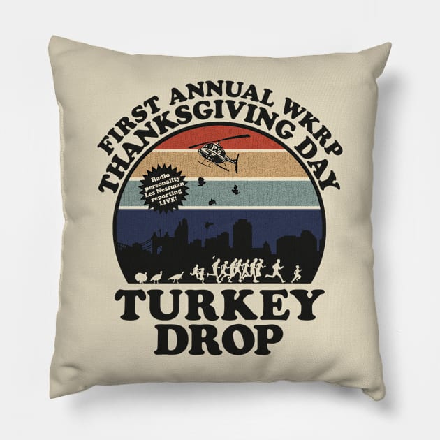 First Anual Turkey Drop vintage Pillow by mobilmogok99