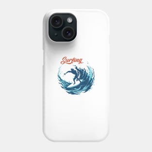 Surfing Man and Big Ocean Wave Phone Case