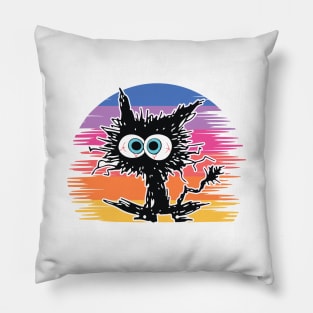 Funny Retro Black Cat It's Fine I'm Fine Everything Is Fine Pillow