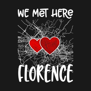 We met here Florence, Hearted Map T-Shirt