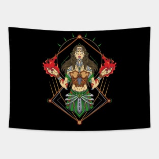 Pretty witch with the fire Tapestry