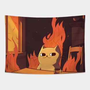 this is fine cat parody Tapestry