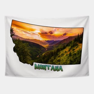 Montana State Outline (Sunset) Tapestry