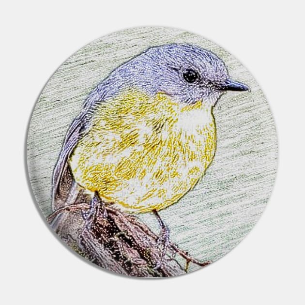 Eastern Yellow Robin Pin by Glenn Landas Digital Art