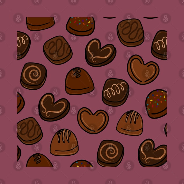 Fancy Gourmet Chocolate Truffles Cartoon Pattern, made by EndlessEmporium by EndlessEmporium