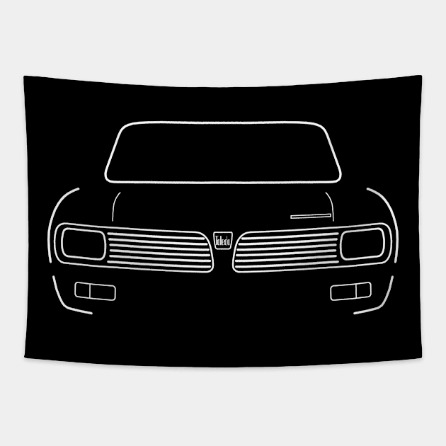 Triumph Toledo classic 1970s British car white outline graphic Tapestry by soitwouldseem