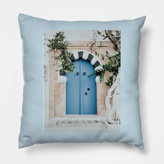 Blue Arabic style door Pillow by Melissa Peltenburg Travel Photography