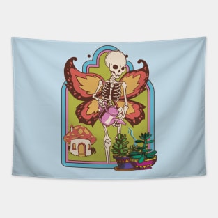 Vintage Fairycore Aesthetic Skeleton Butterfly Succulent Tapestry