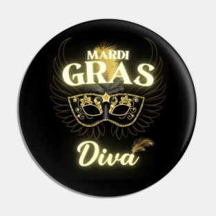 Mardi Gras Diva Masquerade Bead Parade Women Men Kids Pin