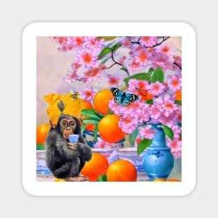 Chinoiserie monkey and oranges Magnet