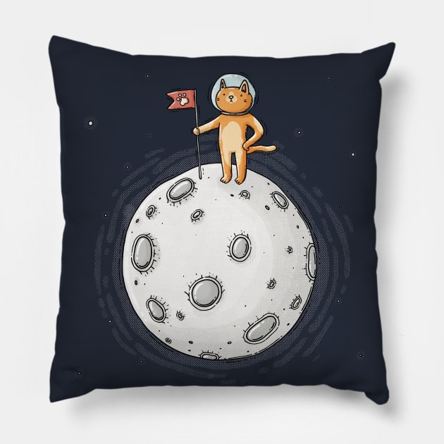 Cat on the moon Pillow by Tania Tania