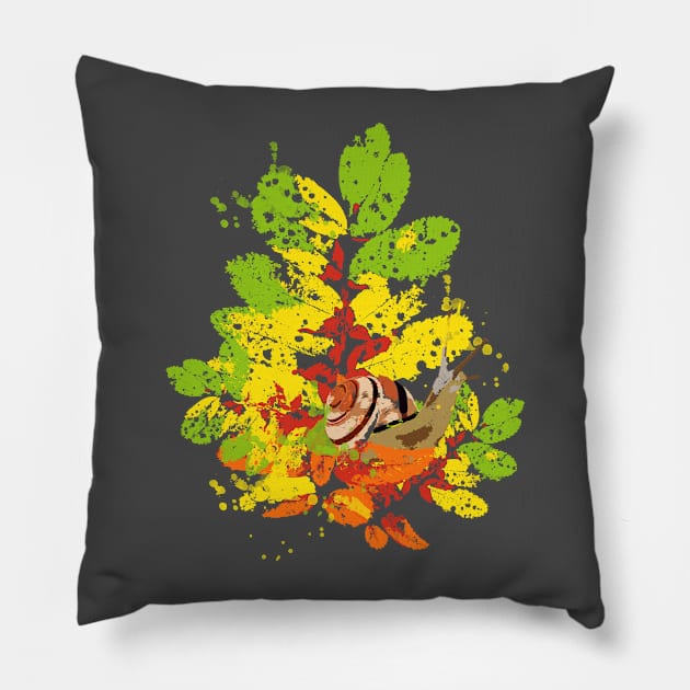 Snail On A Leaf Pillow by albdesigns