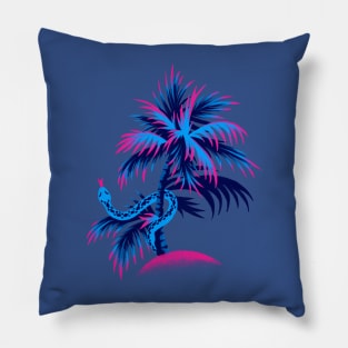 Snake Palms - Blue / Pink Pillow