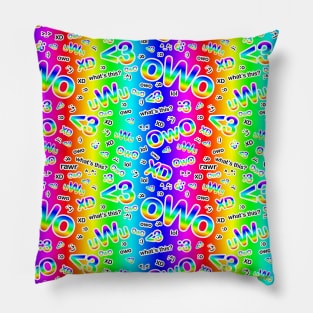 Emoji Rainbow on Rainbow Background Pattern Pillow