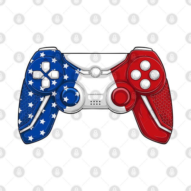 4th of July America Video Game Gamer Kids Boys Men USA Flag by BramCrye