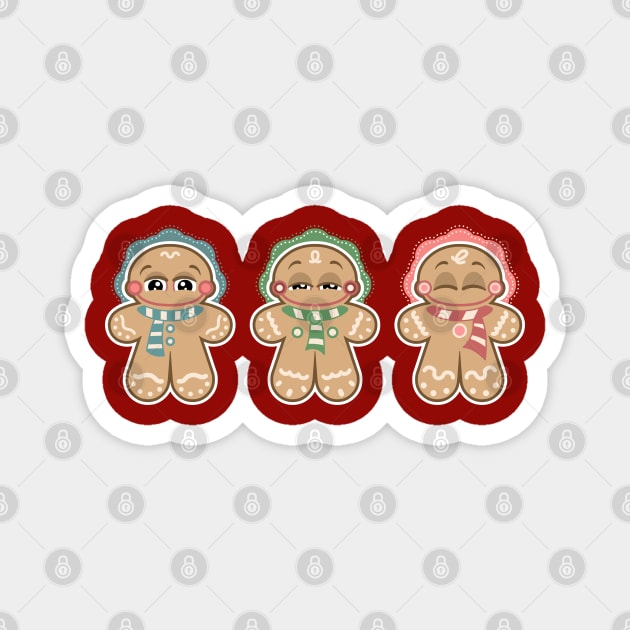 Holiday Gingerbread Men Magnet by CartoonCapo