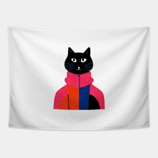 Street Wear Black Cat Retro Poster Vintage Art Sports Wall Illustration Pink Illustration Tapestry