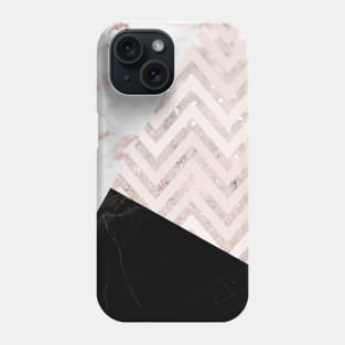 Pink Marble Black Chevron Color Block Geometric Phone Case