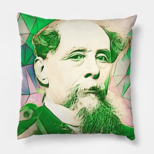 Charles Dickens Green Portrait | charlles dickens artwork 7 Pillow