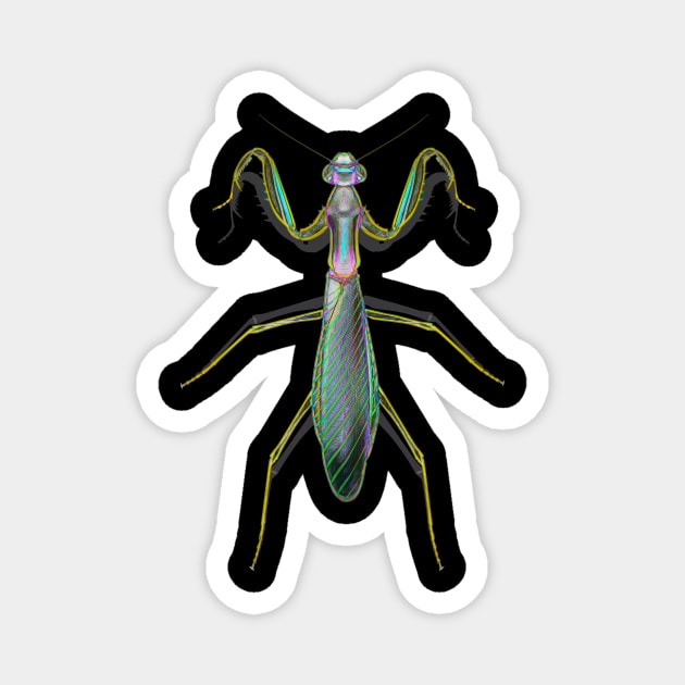 Green Neon Mantis Magnet by crunchysqueak