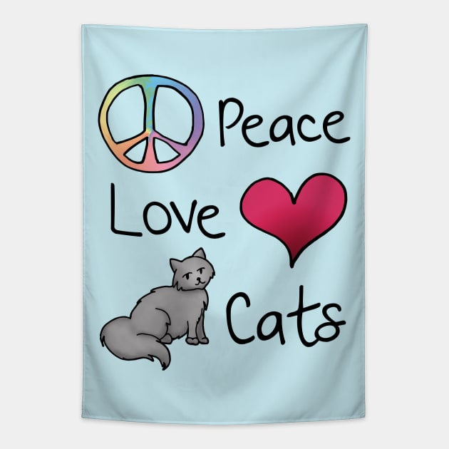 Peace Love Cats Tapestry by julieerindesigns