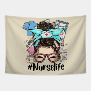 Nurse Life Messy Bun Hair Tapestry