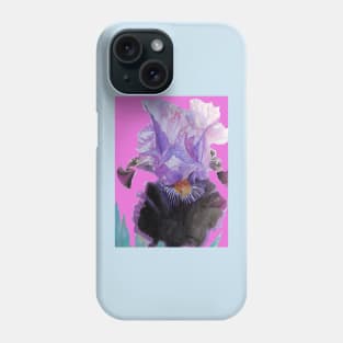 Purple and Black Bearded Iris irises Watercolor Pink Floral Flowers Painting Phone Case