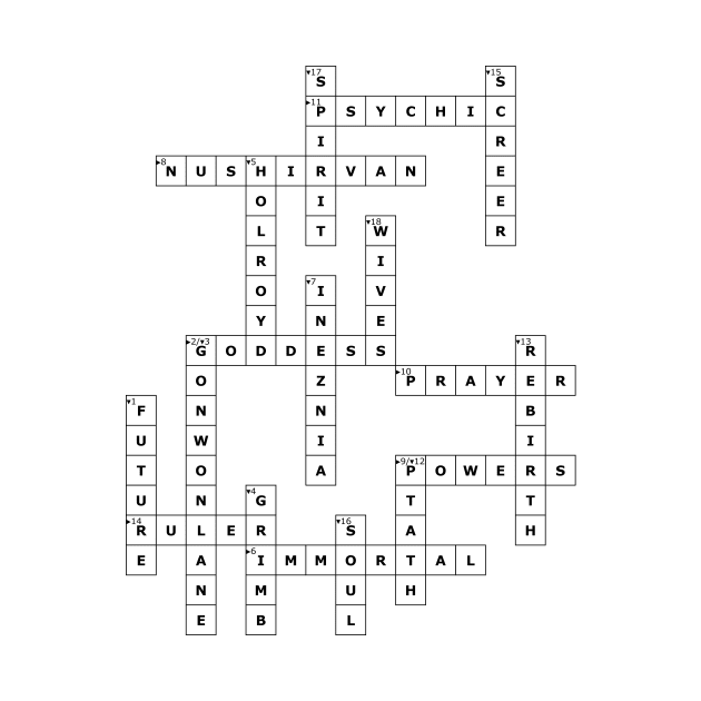 (1943TBOP) Crossword pattern with words from a 1943 science fiction book. by ScienceFictionKirwee