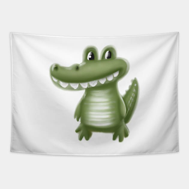 Cute Aligator Drawing Tapestry by Play Zoo