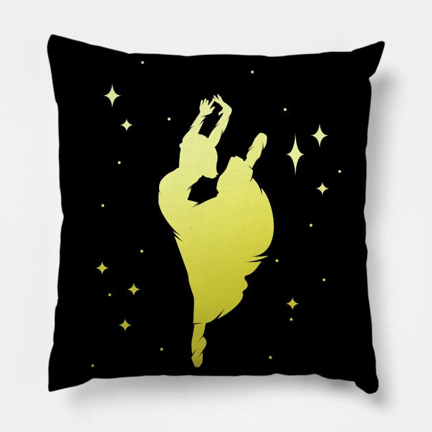 Ballerina Silhouette Dance Dancer Pillow by Foxxy Merch