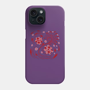 Folk flowers floral art print Flowers abstract art Phone Case