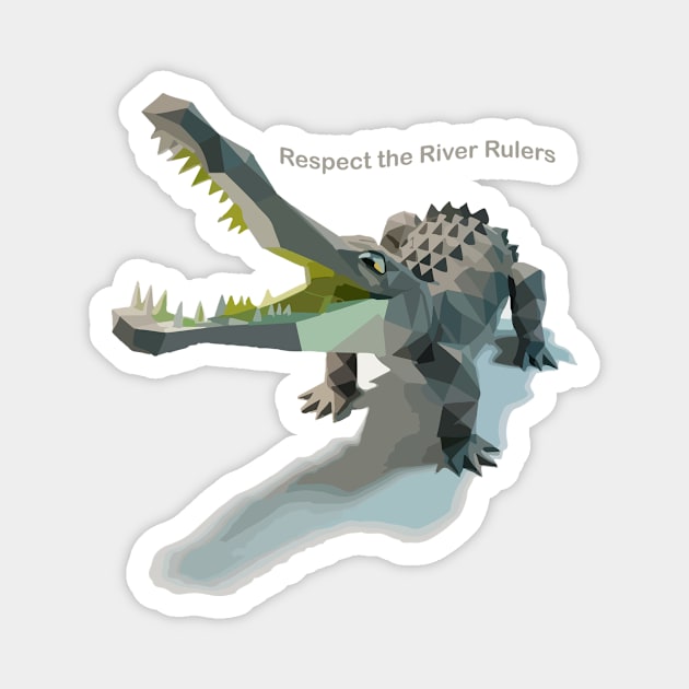 Respect the River Rules, Crocodile Magnet by pmArtology