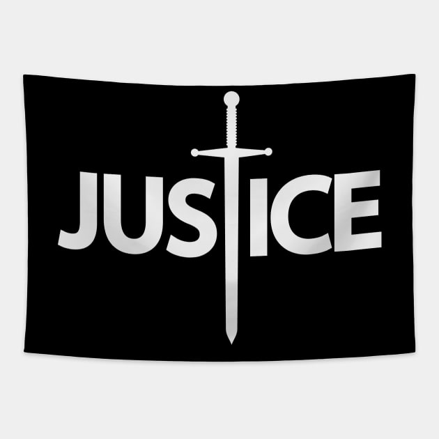 Justice artistic text design Tapestry by DinaShalash