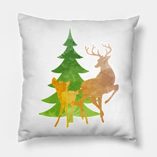 Christmas Deer Inspired Silhouette Pillow