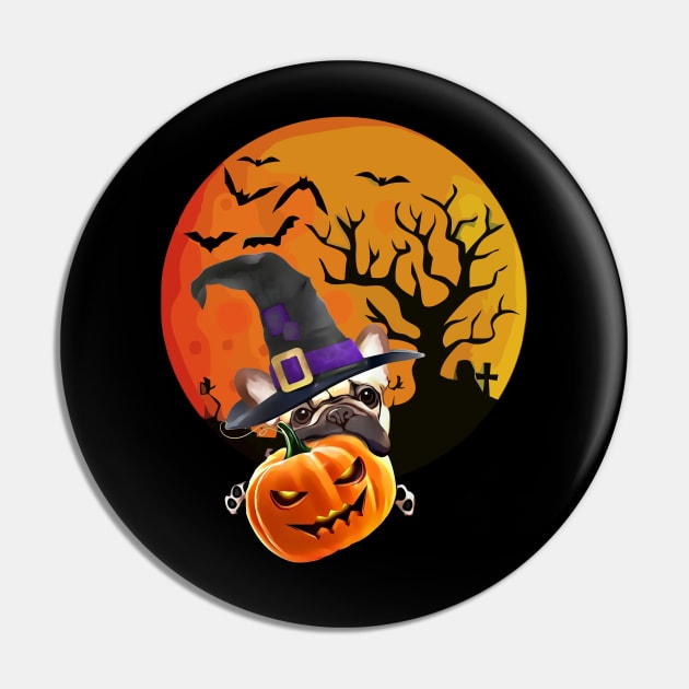 French bulldog, witch hat, scary halloween, jack pumpkin, spooky moon Pin by Collagedream