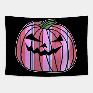 Blue Pink Stripes Halloween Horror Pumpkin Tapestry