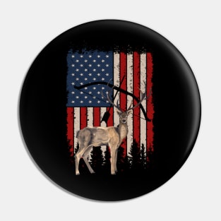 Deer Hunting American Flag Pin