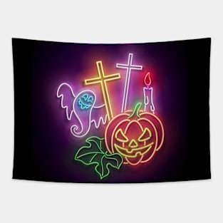 Neon Halloween design Tapestry