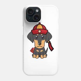 Cute dachshund ready for lunar new year Phone Case