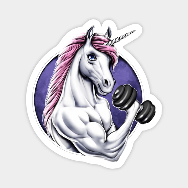 Unicorn Gym Fitness Workout Magnet by underheaven