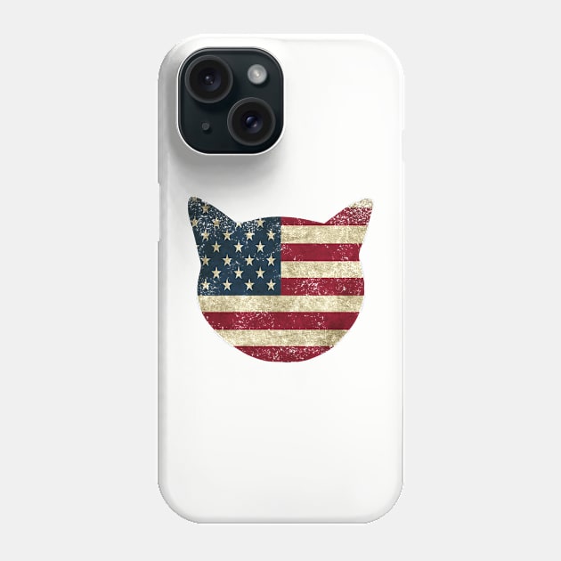 American Flag Cat Head Phone Case by KayBee Gift Shop