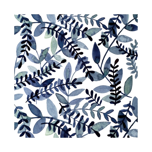 Watercolor branches - indigo by wackapacka