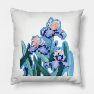 Pastel flowers blue iris Pillow