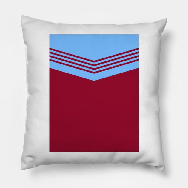 West Ham 1976 Chevron Hoop Claret Sky Blue Pillow by Culture-Factory