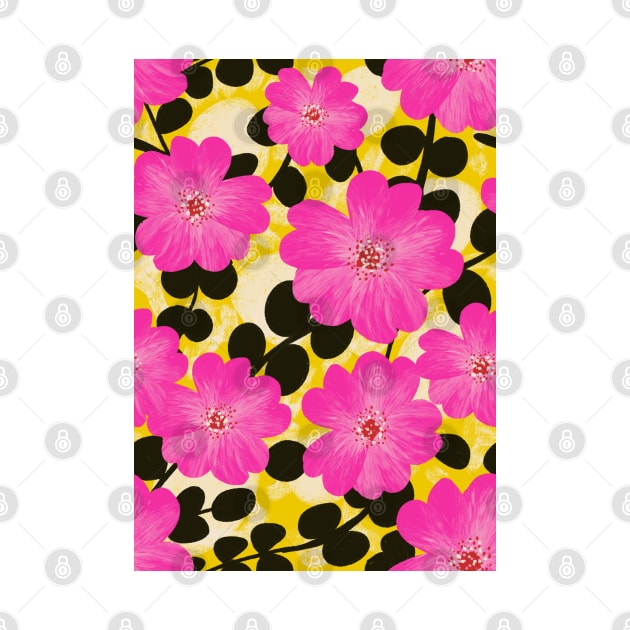 Hot Pink Colour Clash Florals by NattyDesigns