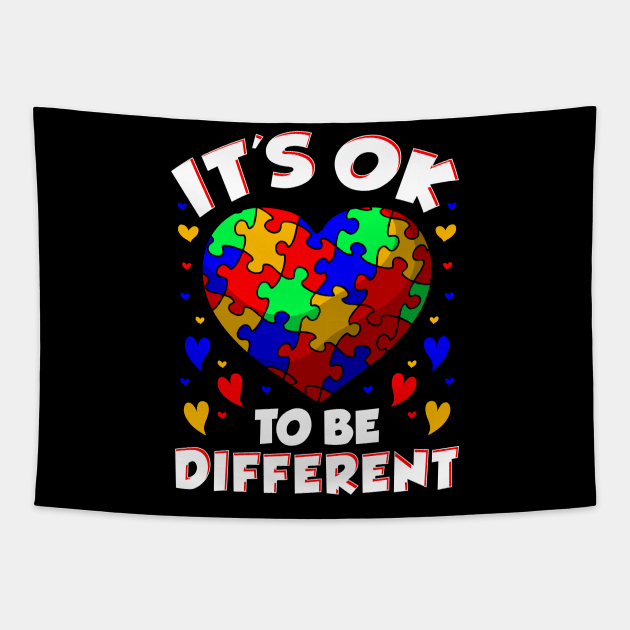 It's OK To Be Different Autism Awareness Heart Tapestry by theperfectpresents