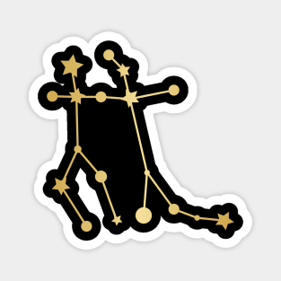 Gemini Zodiac Constellation in Gold - Black Magnet