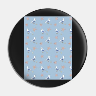 Nautical pattern with Seagull and Sea stars Pin