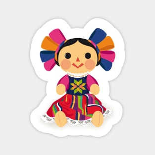 Mexican Doll, María. Mexican Otomi Doll. Traditional Mexican Rag Doll Magnet